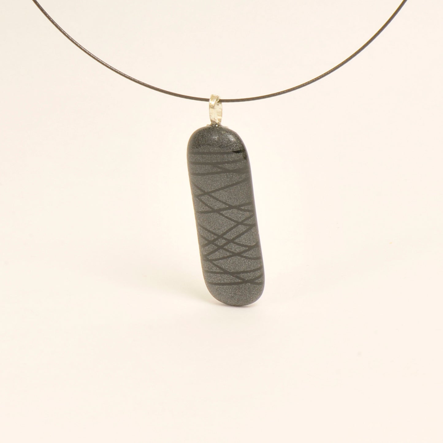 Handmade Textured Black Art Glass Pendant and Necklace