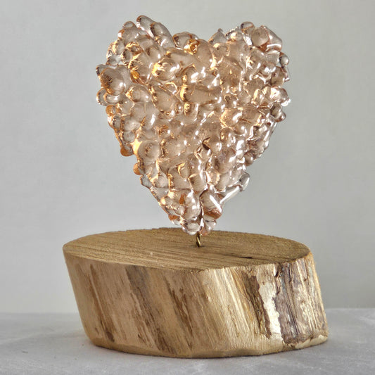 Handmade Glass Heart on stand