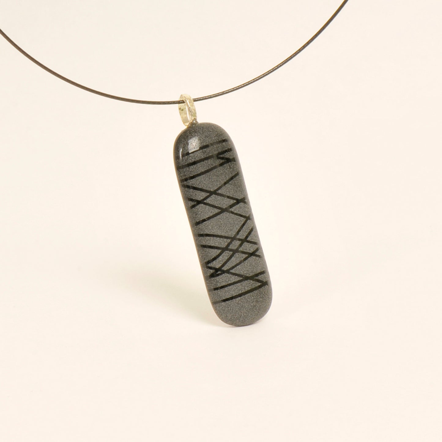 Handmade Textured Black Art Glass Pendant and Necklace