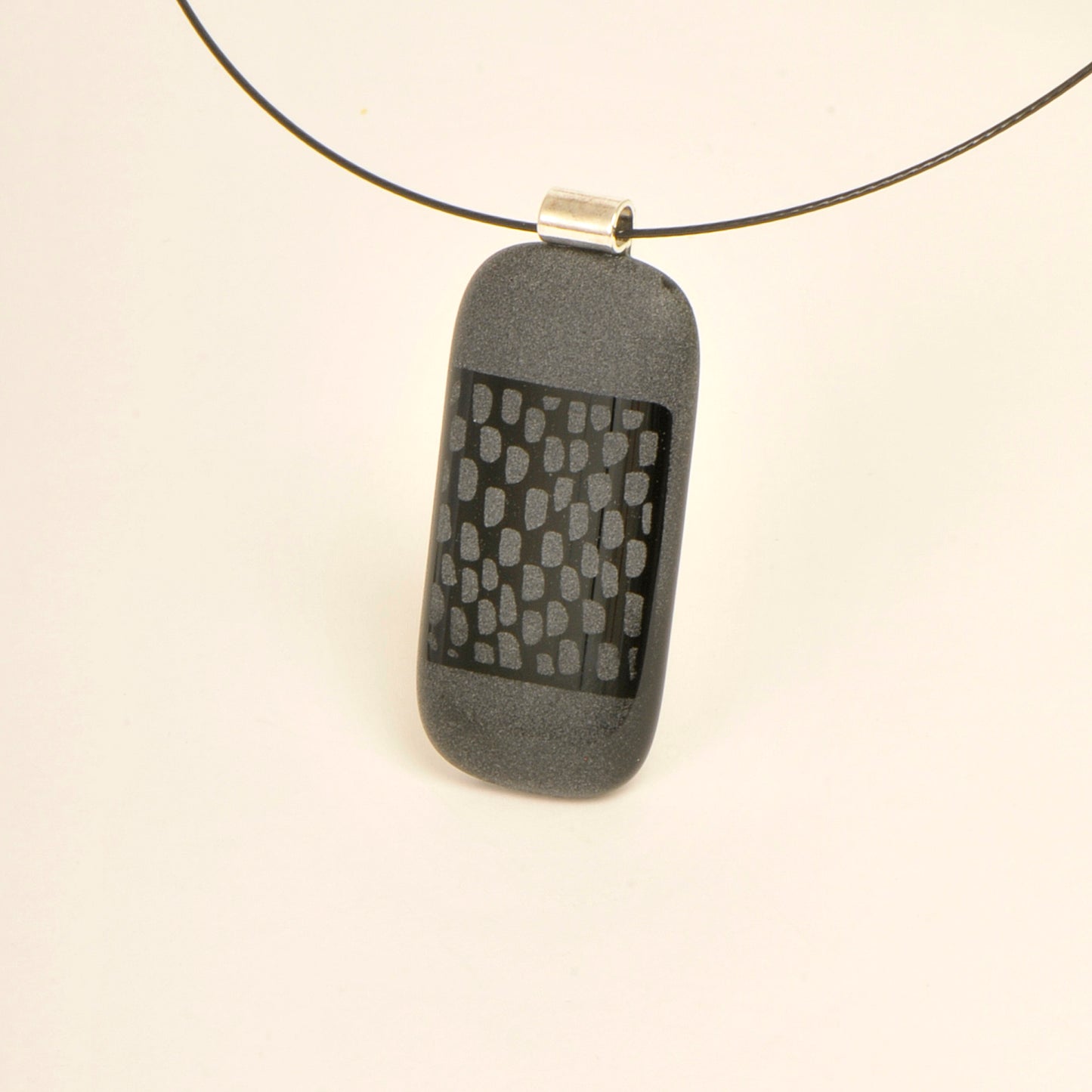 Handmade Textured Black Art Glass Pendant and Necklace