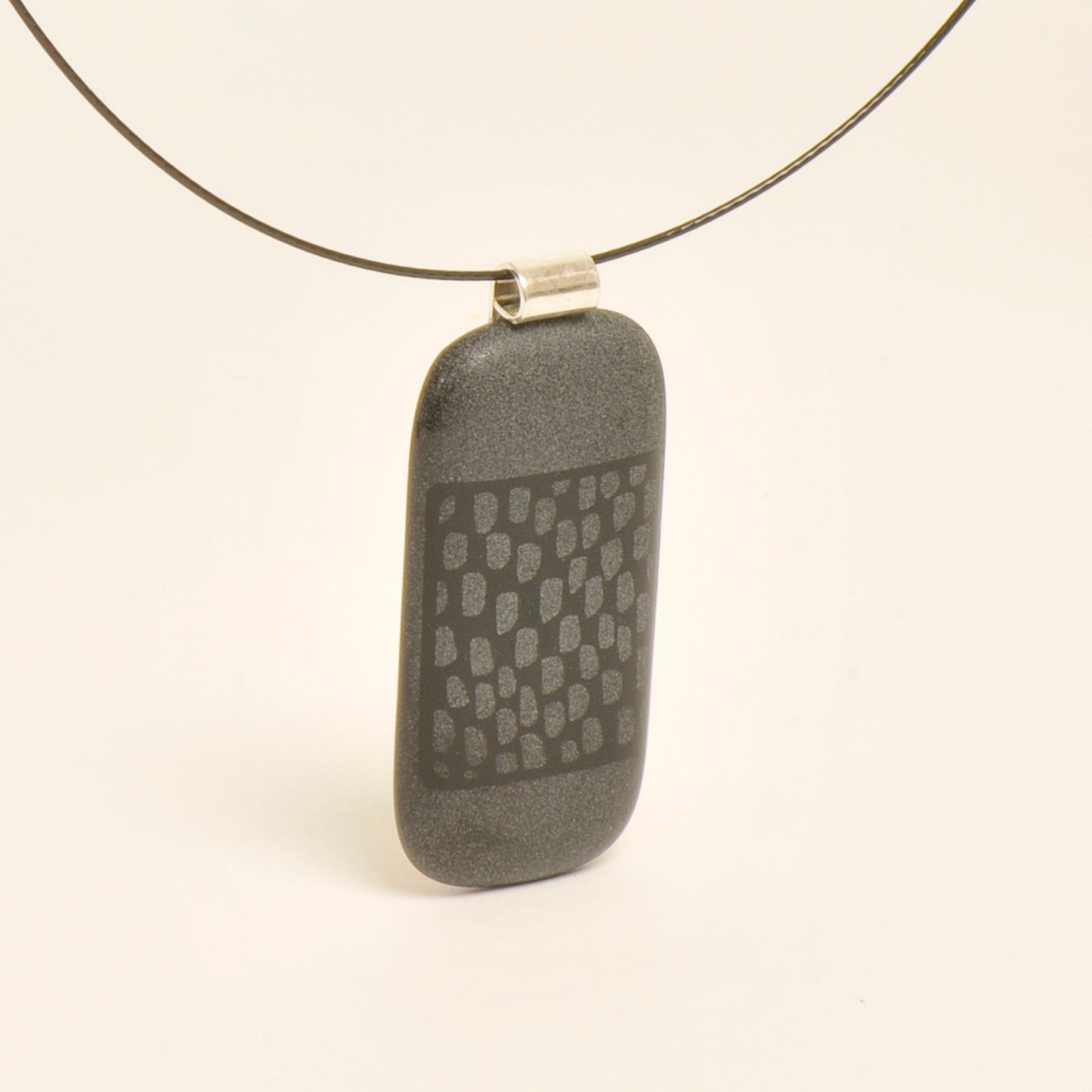 Handmade Textured Black Art Glass Pendant and Necklace