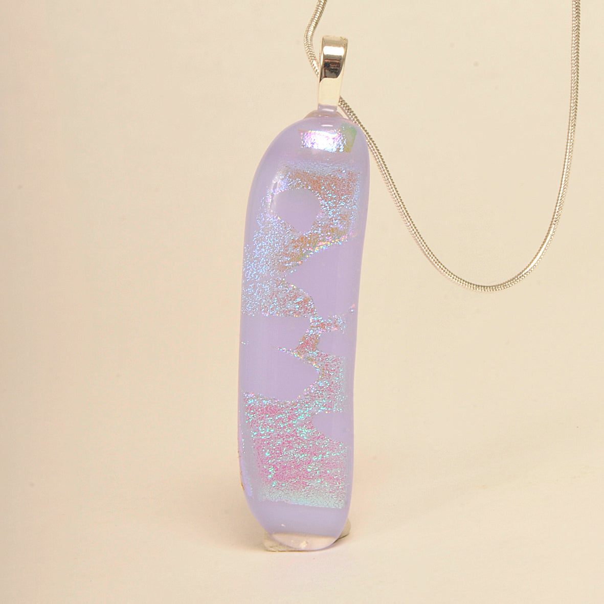 Handmade Lavender Dichroic Art Glass Pendant and Necklace