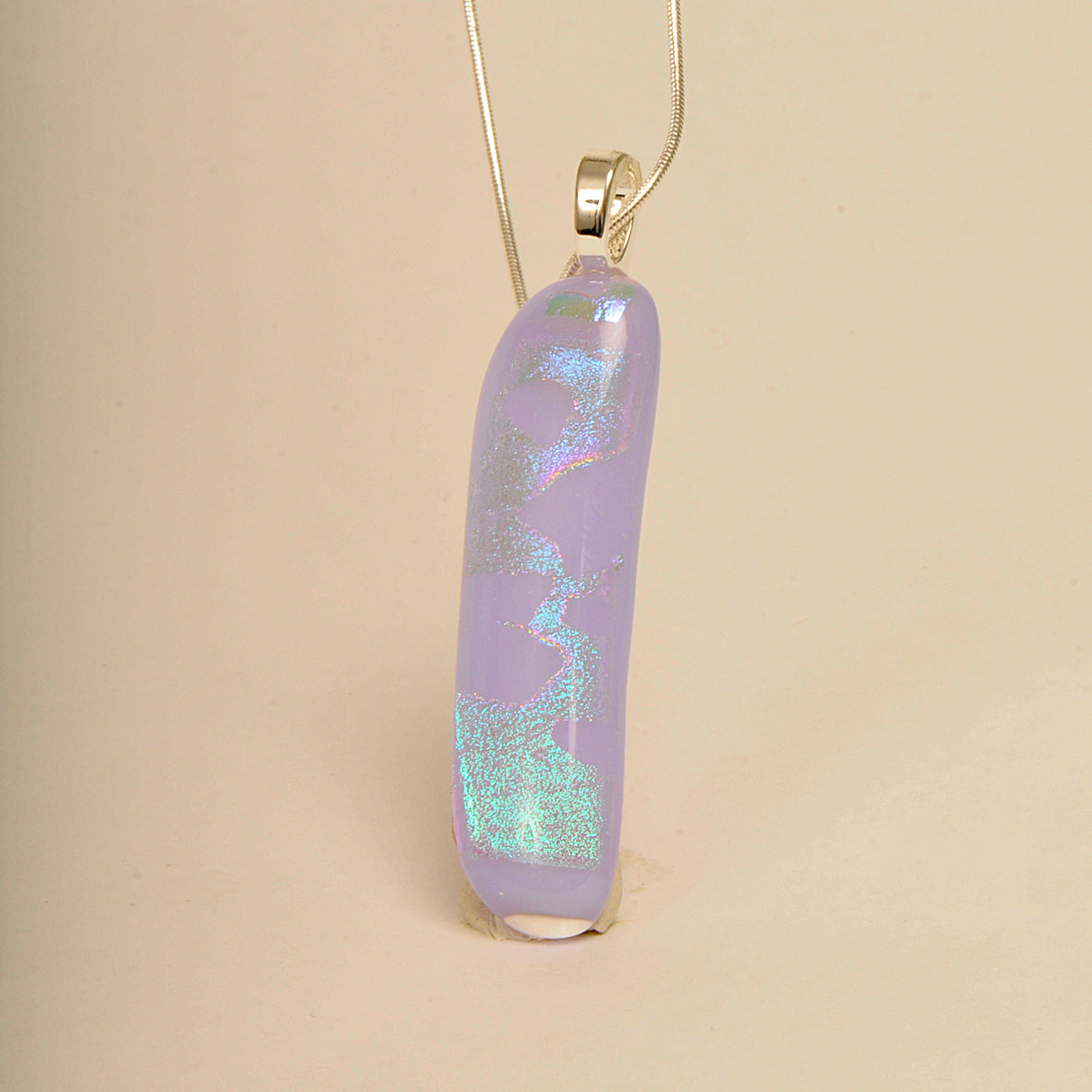 Handmade Lavender Dichroic Art Glass Pendant and Necklace