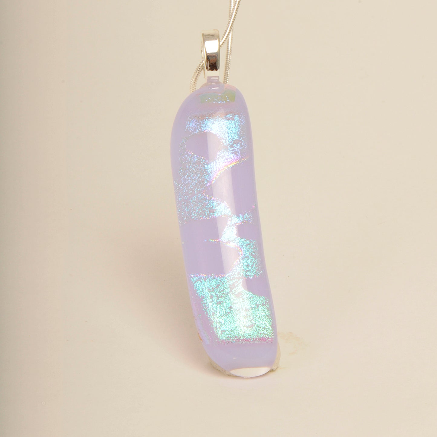 Handmade Lavender Dichroic Art Glass Pendant and Necklace