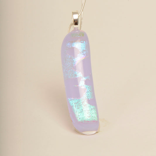 Handmade Lavender Dichroic Art Glass Pendant and Necklace