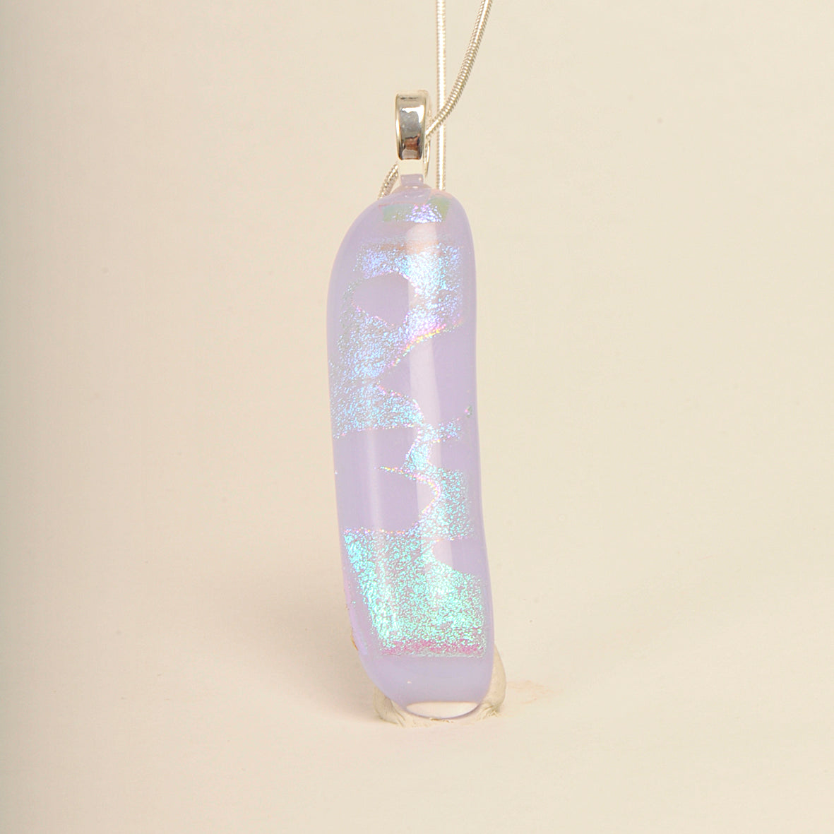 Handmade Lavender Dichroic Art Glass Pendant and Necklace