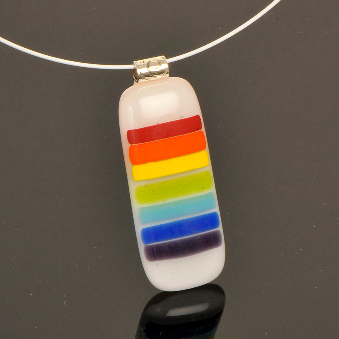 Handmade Rainbow Art Glass Pendant and Necklace