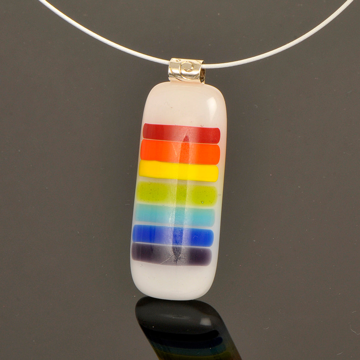 Handmade Rainbow Art Glass Pendant and Necklace