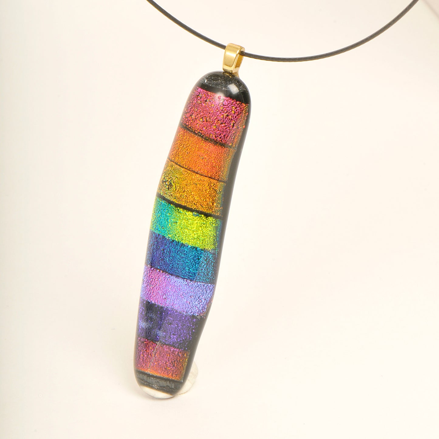 Handmade Dichroic Rainbow Art Glass Pendant and Necklace