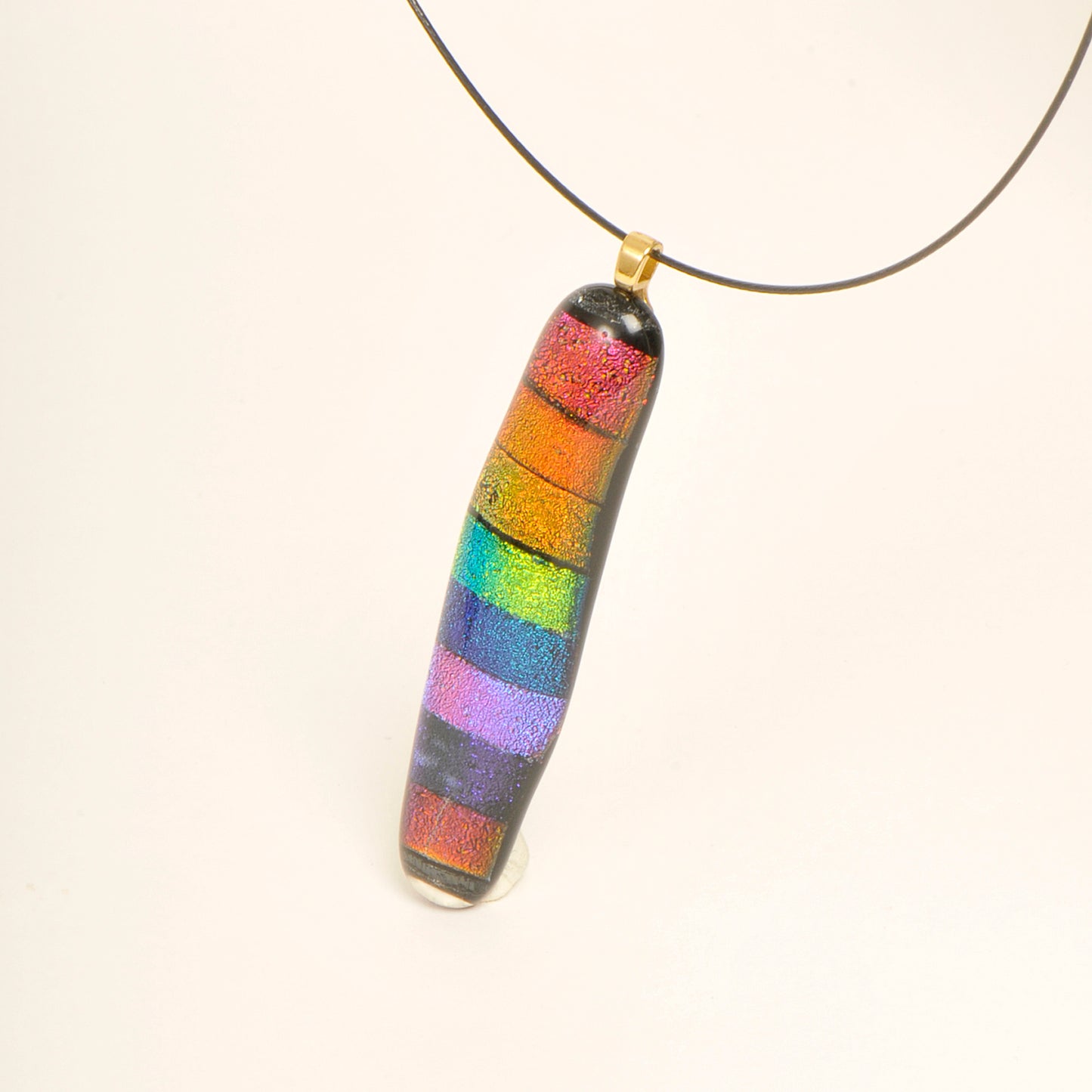 Handmade Dichroic Rainbow Art Glass Pendant and Necklace