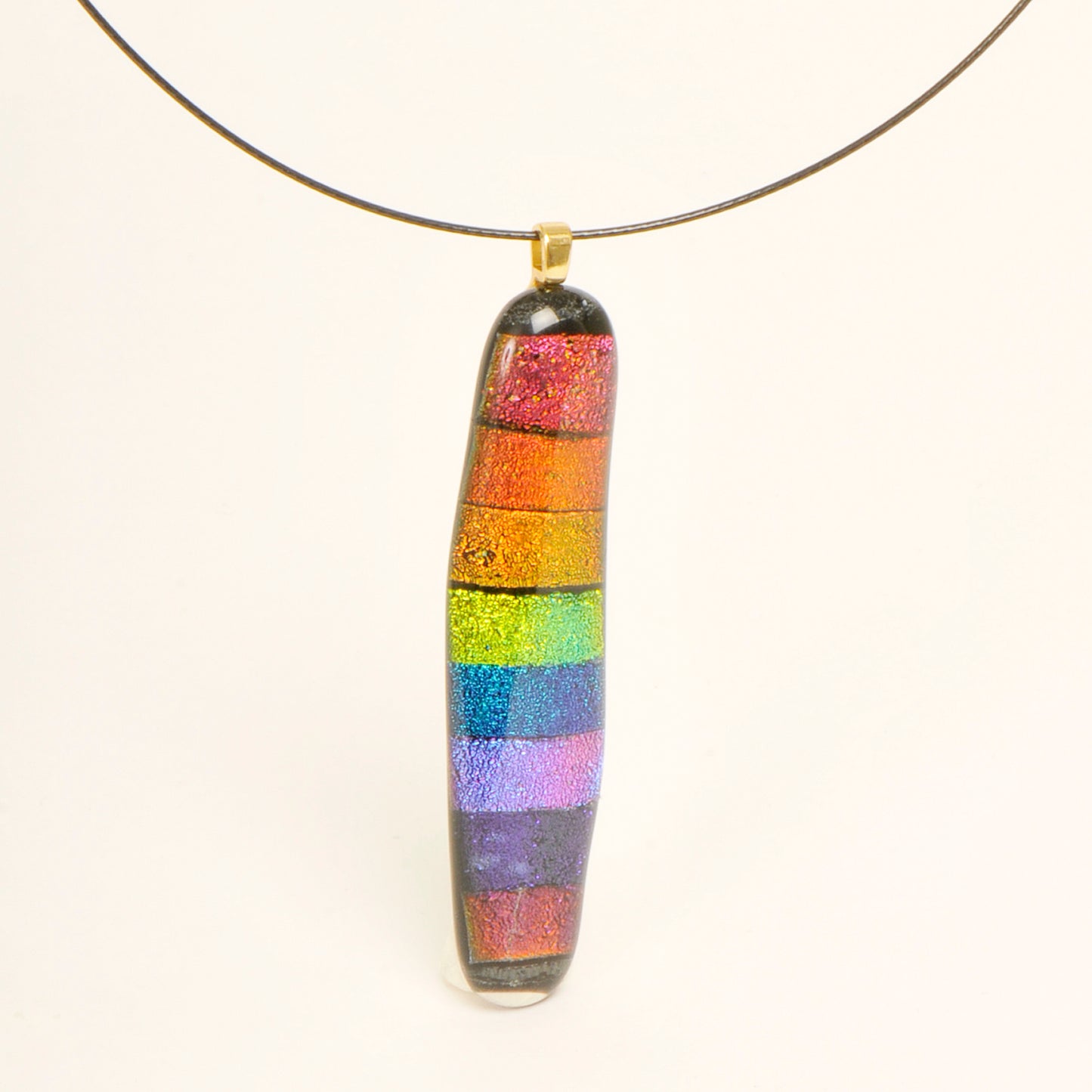 Handmade Dichroic Rainbow Art Glass Pendant and Necklace